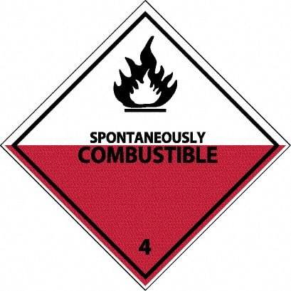 NMC - Spontaneously Combustible DOT Shipping Label - 4" High x 4" Wide - USA Tool & Supply