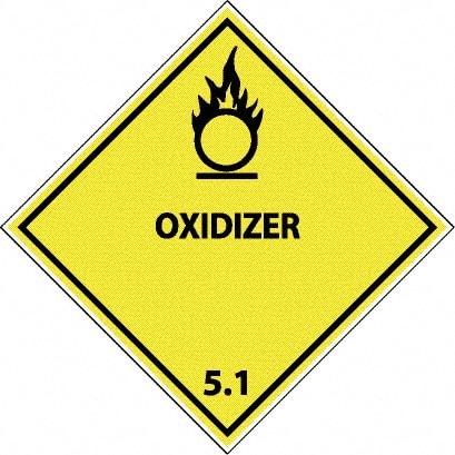 NMC - Oxidizer DOT Shipping Label - 4" High x 4" Wide - USA Tool & Supply