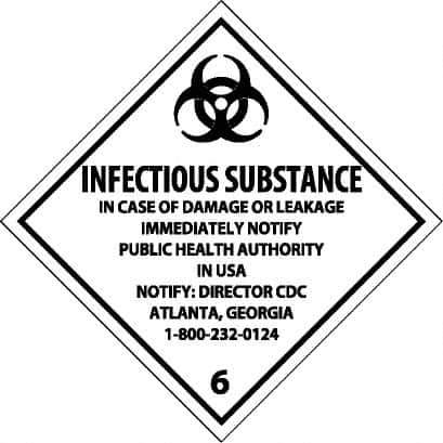 NMC - Infectious Substance - In Case of Damage or Leakage Immediately Notify Public Authority in U.S.A. - Notify: Director... DOT Shipping Label - 4" High x 4" Wide - USA Tool & Supply