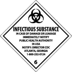 NMC - Infectious Substance - In Case of Damage or Leakage Immediately Notify Public Authority in U.S.A. - Notify: Director... DOT Shipping Label - 4" High x 4" Wide - USA Tool & Supply
