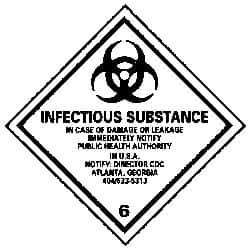 NMC - Infectious Substance - In Case of Damage or Leakage Immediately Notify Public Authority in U.S.A. - Notify: Director... DOT Shipping Label - 4" High x 4" Wide - USA Tool & Supply