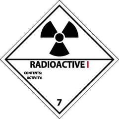 NMC - Radioactive I Contents: Activity: DOT Shipping Label - 4" High x 4" Wide - USA Tool & Supply
