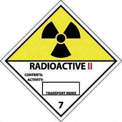 NMC - Radioactive II Contents: Activity: Transport Index DOT Shipping Label - 4" High x 4" Wide - USA Tool & Supply