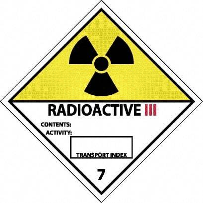 NMC - Radioactive III Contents: Activity: Transport Index DOT Shipping Label - 4" High x 4" Wide - USA Tool & Supply