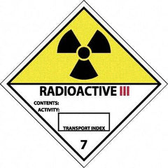 NMC - Radioactive III Contents: Activity: Transport Index DOT Shipping Label - 4" High x 4" Wide - USA Tool & Supply