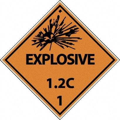 NMC - Explosive 1.2C DOT Shipping Label - 4" High x 4" Wide - USA Tool & Supply