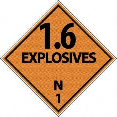 NMC - 1.6 Explosive N DOT Shipping Label - 4" High x 4" Wide - USA Tool & Supply