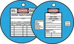 NMC - DANGER - DO NOT REMOVE THIS TAG - EMPLOYEES WORKING ON EQUIPMENT - CENTRAL TAGOUT LOCATED, English Safety & Facility Lockout Tag - Tag Header: Danger, 2 Sides, Black, Red & White Fiber - USA Tool & Supply