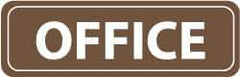 NMC - Office, 11" Wide x 3.5" High, Acrylic Sign - English, White on Brown, Wall Mount - USA Tool & Supply