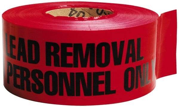 NMC - 1,000' Long x 3" Wide Roll, Polyethylene, Red Barricade Tape - Message: Danger - Lead Removal - Authorized Personnel Only - USA Tool & Supply