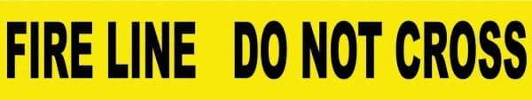 NMC - 1,000' Long x 3" Wide Roll, Polyethylene, Black & Yellow Barricade Tape - Message: Fire Line - Do Not Cross - USA Tool & Supply