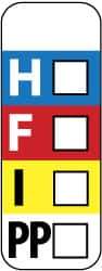 NMC - Hazardous Materials Label - Legend: H - F - I - PP, English, Black, Blue, Red, Yellow & White, 3" Long x 1" High, Sign Muscle Finish - USA Tool & Supply