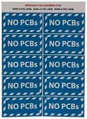 NMC - Hazardous Materials Label - Legend: No PCBs, English, Blue & White, 2" Long x 1" High, Sign Muscle Finish - USA Tool & Supply