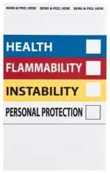 NMC - "Health - Flammability - Instability - Personal Protection", 6" Long x 4" Wide, Pressure-Sensitive Vinyl Safety Sign - Rectangle, 0.004" Thick, Use for Hazardous Materials - USA Tool & Supply