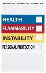 NMC - "Health - Flammability - Instability - Personal Protection", 6" Long x 4" Wide, Pressure-Sensitive Vinyl Safety Sign - Rectangle, 0.004" Thick, Use for Hazardous Materials - USA Tool & Supply