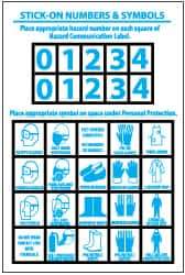 NMC - "Stick-On Numbers & Symbols", 6" Long x 4" Wide, Pressure-Sensitive Vinyl Safety Sign - Rectangle, 0.004" Thick, Use for Hazardous Materials - USA Tool & Supply