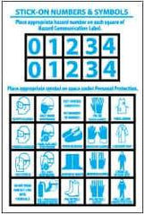 NMC - "Stick-On Numbers & Symbols", 6" Long x 4" Wide, Pressure-Sensitive Vinyl Safety Sign - Rectangle, 0.004" Thick, Use for Hazardous Materials - USA Tool & Supply