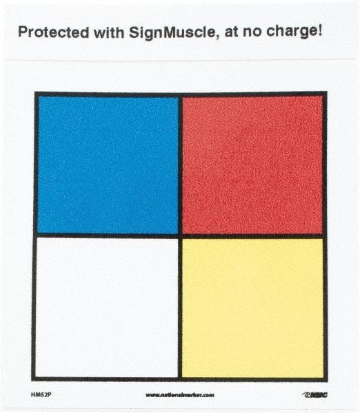 NMC - "Hazardous Materials Systems", 2-1/2" Long x 2-1/2" Wide, Pressure-Sensitive Vinyl Safety Sign - Square, 0.004" Thick, Use for Hazardous Materials - USA Tool & Supply