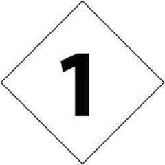 NMC - Hazardous Materials Label - Legend: Number 1, English, Black & White, 2-1/2" Long x 2-1/2" High, Sign Muscle Finish - USA Tool & Supply