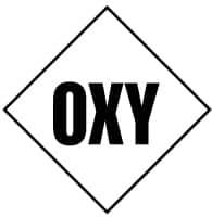 NMC - Hazardous Materials Label - Legend: Oxy, English, Black & White, 2-1/2" Long x 2-1/2" High, Sign Muscle Finish - USA Tool & Supply