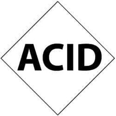 NMC - Hazardous Materials Label - Legend: Acid, English, Black & White, 2-1/2" Long x 2-1/2" High, Sign Muscle Finish - USA Tool & Supply