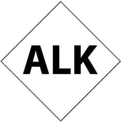 NMC - Hazardous Materials Label - Legend: Alk, English, Black & White, 7" Long x 7" High, Sign Muscle Finish - USA Tool & Supply