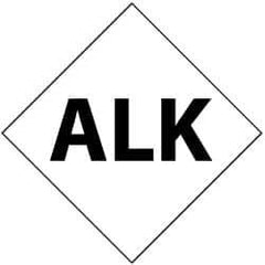 NMC - Hazardous Materials Label - Legend: Alk, English, Black & White, 7" Long x 7" High, Sign Muscle Finish - USA Tool & Supply