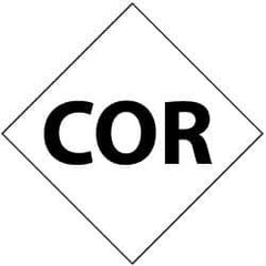 NMC - Hazardous Materials Label - Legend: Cor, English, Black & White, 5" Long x 5" High, Sign Muscle Finish - USA Tool & Supply