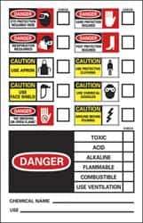 NMC - "Chemical ID", 14" Long x 10" Wide, Pressure-Sensitive Vinyl Safety Sign - Rectangle, 0.004" Thick, Use for Hazardous Materials - USA Tool & Supply