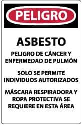 NMC - "Danger - Asbestos", 20" Long x 14" Wide, Paper Safety Sign - Rectangle, Use for Hazardous Materials - USA Tool & Supply