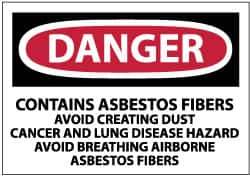 NMC - "Danger - Contains Asbestos Fibers - Avoid Creating Dust - Cancer and Lung Disease Hazard - Avoid Breathing Airborne...", 3" Long x 5" Wide, Paper Safety Sign - Rectangle, Use for Hazardous Materials - USA Tool & Supply