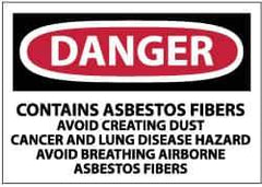 NMC - "Danger - Contains Asbestos Fibers - Avoid Creating Dust - Cancer and Lung Disease Hazard - Avoid Breathing Airborne...", 3" Long x 5" Wide, Pressure-Sensitive Vinyl Safety Sign - Rectangle, 0.004" Thick, Use for Hazardous Materials - USA Tool & Supply