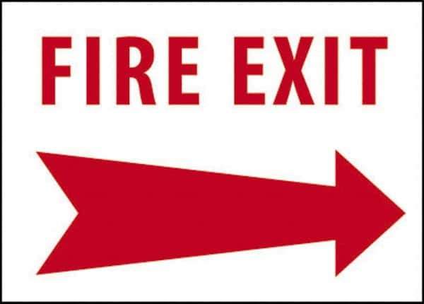 NMC - Fire Exit, Pressure Sensitive Vinyl Fire Sign - 14" Wide x 10" High - USA Tool & Supply