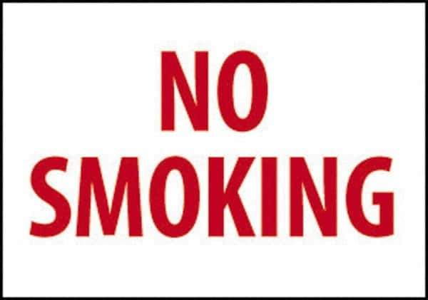 NMC - "No Smoking", 10" Long x 14" Wide, Pressure-Sensitive Vinyl Safety Sign - Rectangle, 0.004" Thick, Use for Smoking Regulations - USA Tool & Supply
