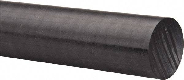 Made in USA - 4' Long, 2" Diam, Acetal Plastic Rod - Black - USA Tool & Supply