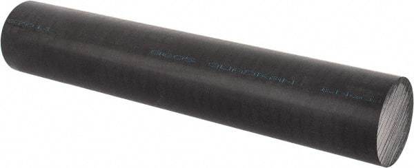 Made in USA - 1' Long, 2-1/4" Diam, Acetal Plastic Rod - Black - USA Tool & Supply