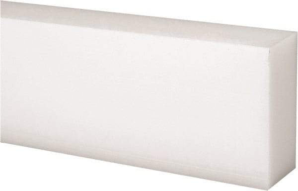 Made in USA - 1 Ft. Long x 2 Inch Wide x 1 Inch High, Acetal, Rectangular Plastic Bar - Natural - USA Tool & Supply