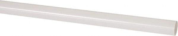 Made in USA - 8' Long, 1/2" Diam, PVDF Plastic Rod - White - USA Tool & Supply
