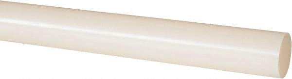 Made in USA - 4' Long, 1" Diam, PVDF Plastic Rod - White - USA Tool & Supply