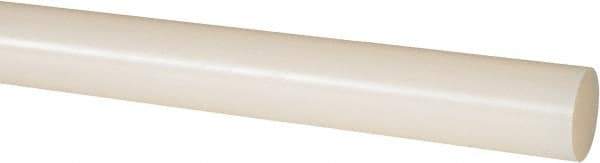 Made in USA - 8' Long, 1" Diam, PVDF Plastic Rod - White - USA Tool & Supply