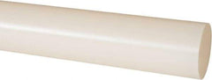 Made in USA - 4' Long, 1-1/2" Diam, PVDF Plastic Rod - White - USA Tool & Supply