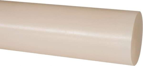 Made in USA - 1' Long, 2" Diam, PVDF Plastic Rod - White - USA Tool & Supply