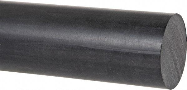 Made in USA - 1' Long, 1-1/4" Diam, PPO (Noryl) Plastic Rod - Black - USA Tool & Supply