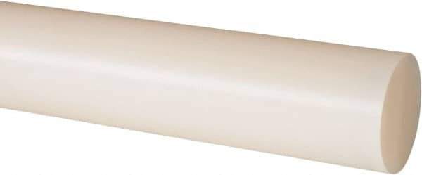 Made in USA - 8' Long, 1-1/2" Diam, Nylon 6/6 Plastic Rod - Natural (Color) - USA Tool & Supply