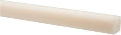 Made in USA - 2 Ft. Long x 1 Inch Wide x 1 Inch High, Nylon, Square Plastic Bar - Natural - USA Tool & Supply