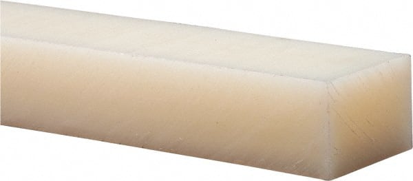 Made in USA - 2' x 2" x 1-1/2" Natural (Color) Nylon 6/6 Rectangular Bar - USA Tool & Supply