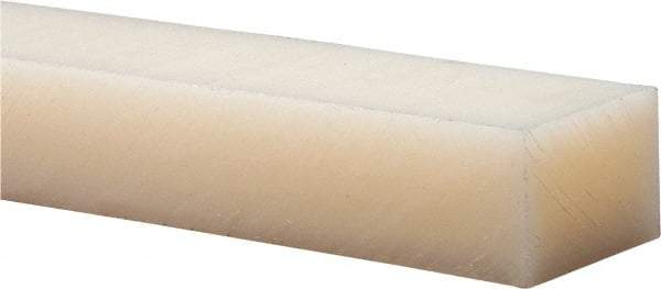 Made in USA - 2 Ft. Long x 3 Inch Wide x 1-1/2 Inch High, Nylon, Rectangular Plastic Bar - Natural - USA Tool & Supply