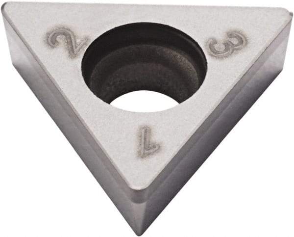 Seco - TCGW21.52 Grade CBN200 PCBN Turning Insert - Uncoated, 60° Triangle, 1/4" Inscr Circle, 3/32" Thick, 1/32" Corner Radius - USA Tool & Supply