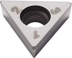 Seco - TCGW21.51 Grade CBN200 PCBN Turning Insert - Uncoated, 60° Triangle, 1/4" Inscr Circle, 3/32" Thick, 1/64" Corner Radius - USA Tool & Supply