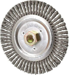 Weiler - 6" OD, 5/8" Arbor Hole, Stringer Bead Steel Wheel Brush - 1/2" Face Width, 1-1/4" Trim Length, 0.023" Filament Diam, 12,500 RPM - USA Tool & Supply